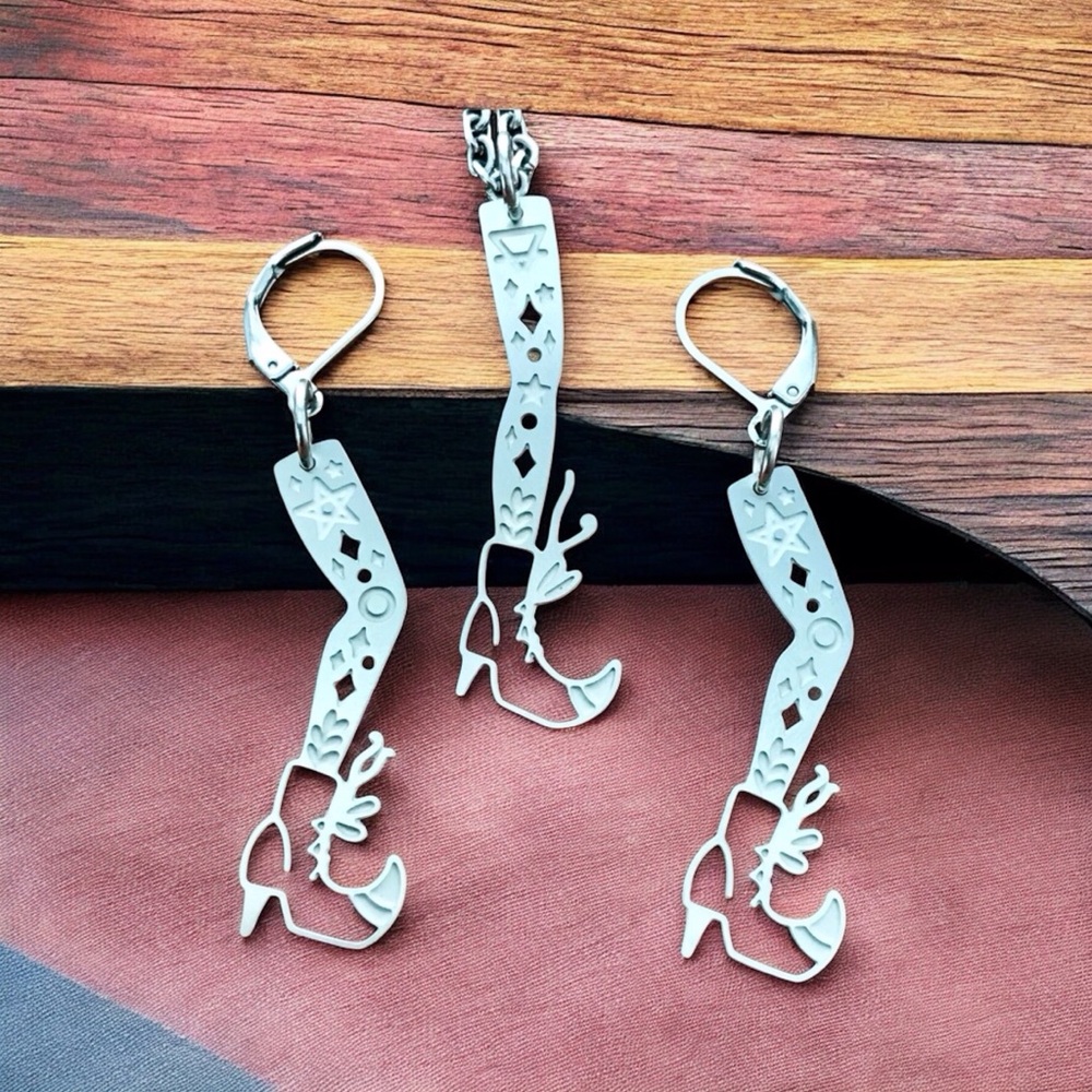 🆕 Court Jester Necklace and Earrings Set Stainless Steel